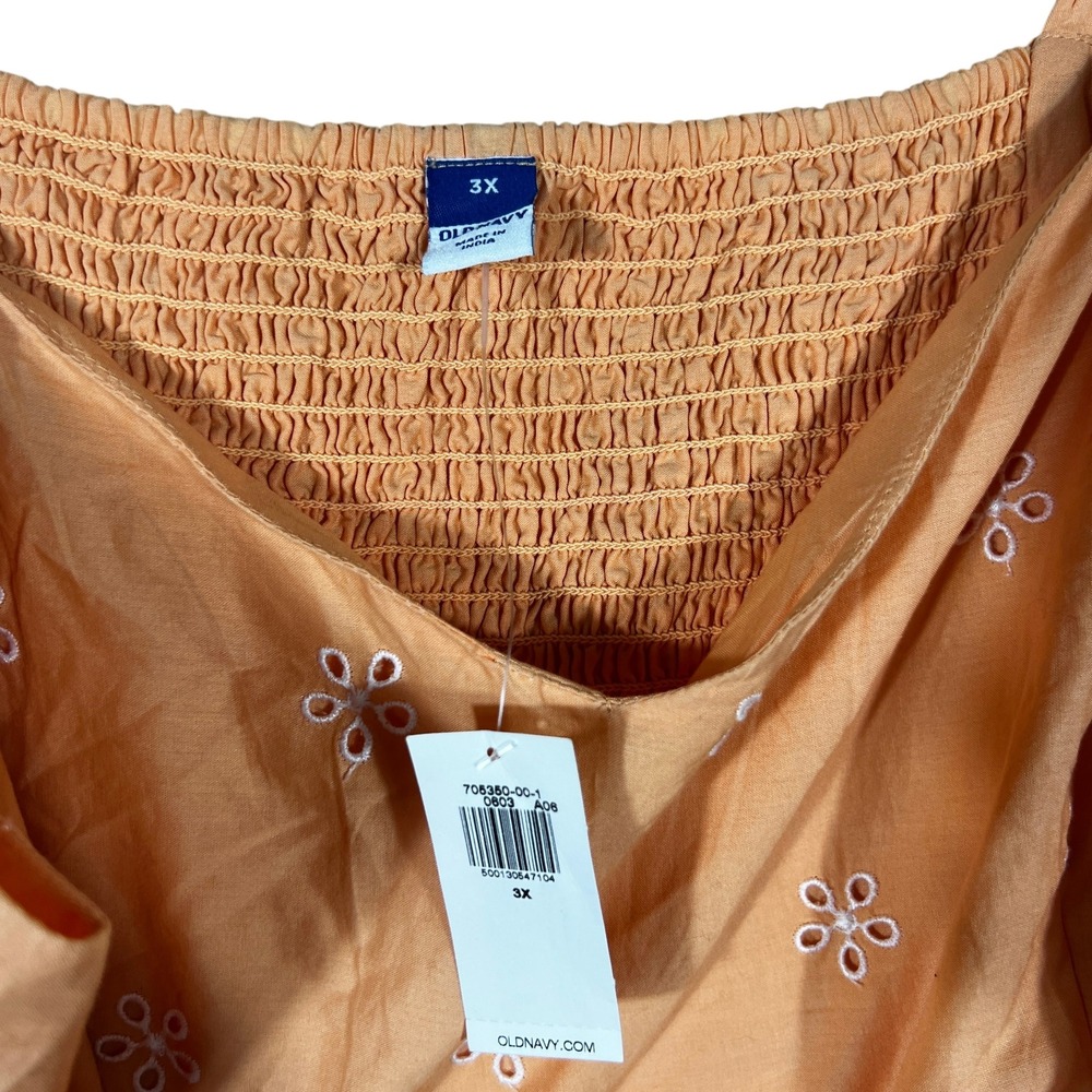 NWT Old Navy Fit & Flare Floral Embroidered Eyelet Cami Dress Orange Summer 3X - Picture 5 of 6